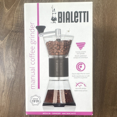 Bialetti Manual Espresso Hand Grinder Conical Ceramic Burr Adjustable Low Noise