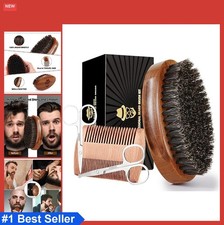 Beard Brush 100 Pure Boar Bristle Walnut Wood Handle Comb Scissors Travel Bag