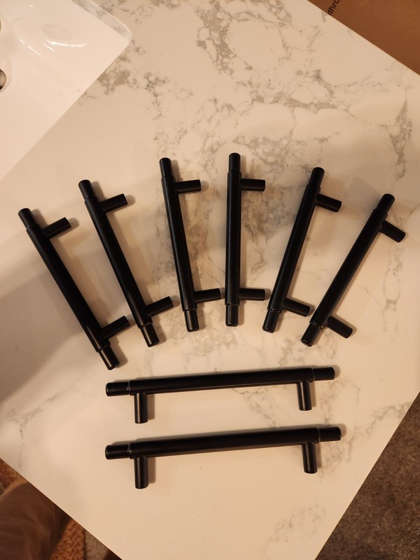 Black Modern Cabinet Handles/ Bar Pulls Kitchen Drawer Hardware  8 Pc.s Total