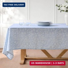 Light Blue Ditsy Toile Floral Tablecloth, 52" x 70" Rectangle Tablecloth for Eve