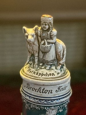 ANTIQUE 7'' Stein BROCKTON FAIR Souvenir Massachusetts MA ''Made in Germany'' RARE 