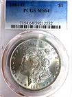 1884 0    MORGAN DOLLAR  PCGS MS 64 BEAUTIFUL BLAZER LIGHT CASE DAMAGE