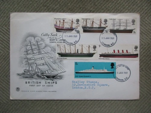 1969 BRITISH SHIPS STUART FIRST DAY COVER, LISTED LONDON EC FDI CANCELLATION