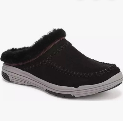 Ryka Arrow Mule Womens Size 7M Black Slip On Sneaker Faux Fur Lined Comfort NIB