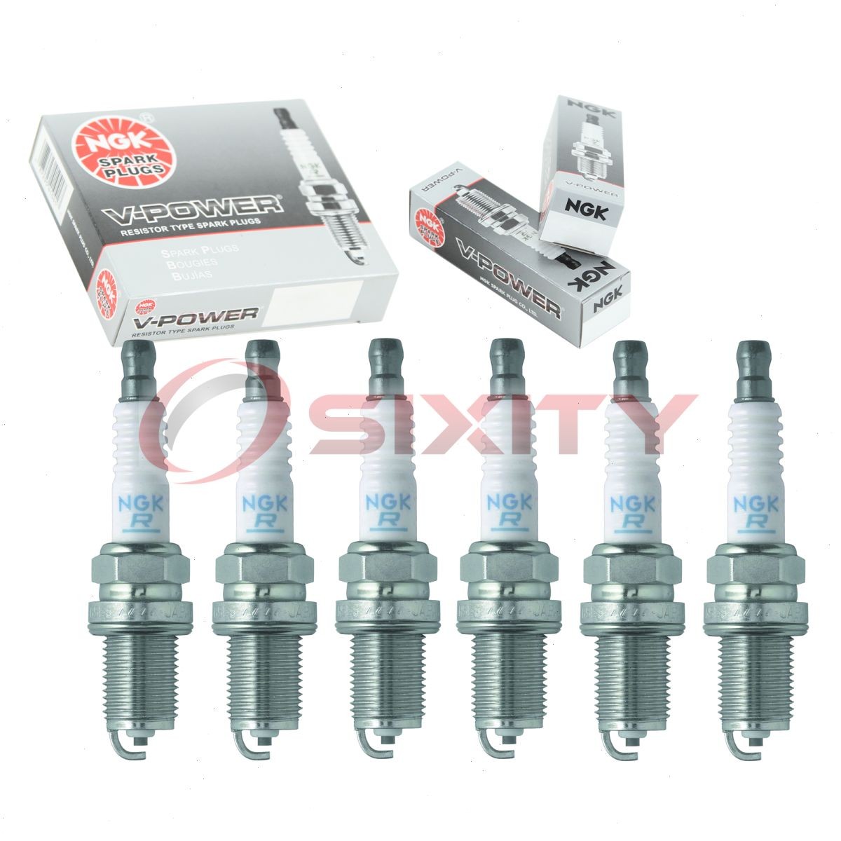 6 pcs NGK V-Power Spark Plugs for 1993 Mercedes-Benz 300E 2.8L 3.2L L6 - yw