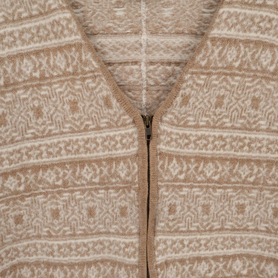 Fair Isle Cárdigan Suéter Nórdico Angora Corderos Lana Cremallera Etiqueta Frontal 3x Se Ajusta a L/XL Foto 3 de 4