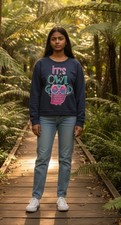 Hanes Girls Sz Medium 7-8 Long-Sleeve Sweatshirt Owl Graphic Print EUC