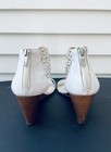 Enzo Angiolini White Leather Wedge Heel Sandals With Lattice Ankle Band, 10.5/11 — photo 4