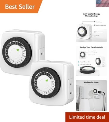 Versatile Mini 24-Hour Timer Plug, 2-Pack - Ideal for All Electrical Devices