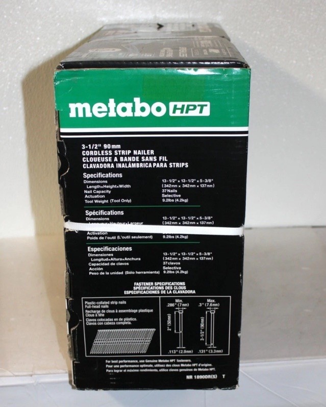 Metabo HPT NR1890DRSTM 21° Cordless 18V Battery Plastic Strip Framing Nailer NEW