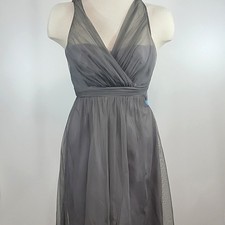 BHLDN HITHERTO Anthro Dress Womans 4 Grey Tansy Tulle Bow Wedding Gala