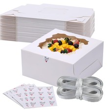 Momodelli White Cake Boxes with Window 24pcs 10x10x5