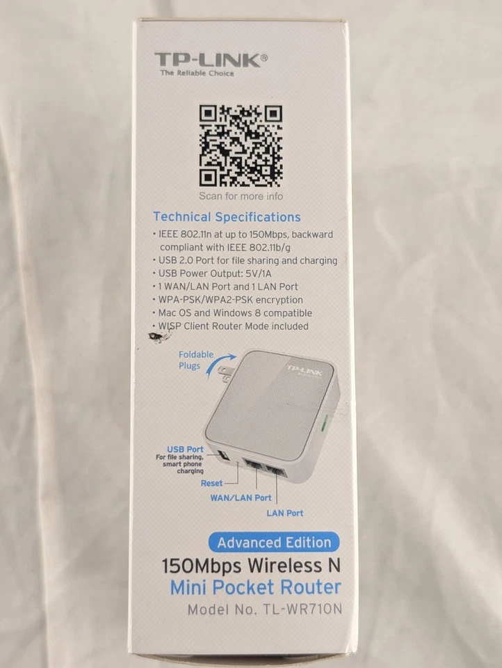 TP Link Wireless 150Mbps N Mini Pocket Router TL-WR710N New - Image 3 of 4