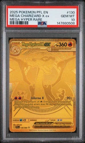 2025 POKEMON PHANTASMAL FLAMES MEGA HYPER RARE #130 MEGA CHARIZARD X EX PSA 10