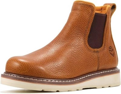 SUREWAY 607 - 6  Mens Slip On Chlesea Work Boots Leather, Soft Toe, Lt. Brown 11