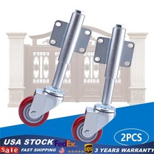 2 Pack 5" Heavy Duty Gate Wheel Caster Support Spring Loaded Swivel Fence 220lbs