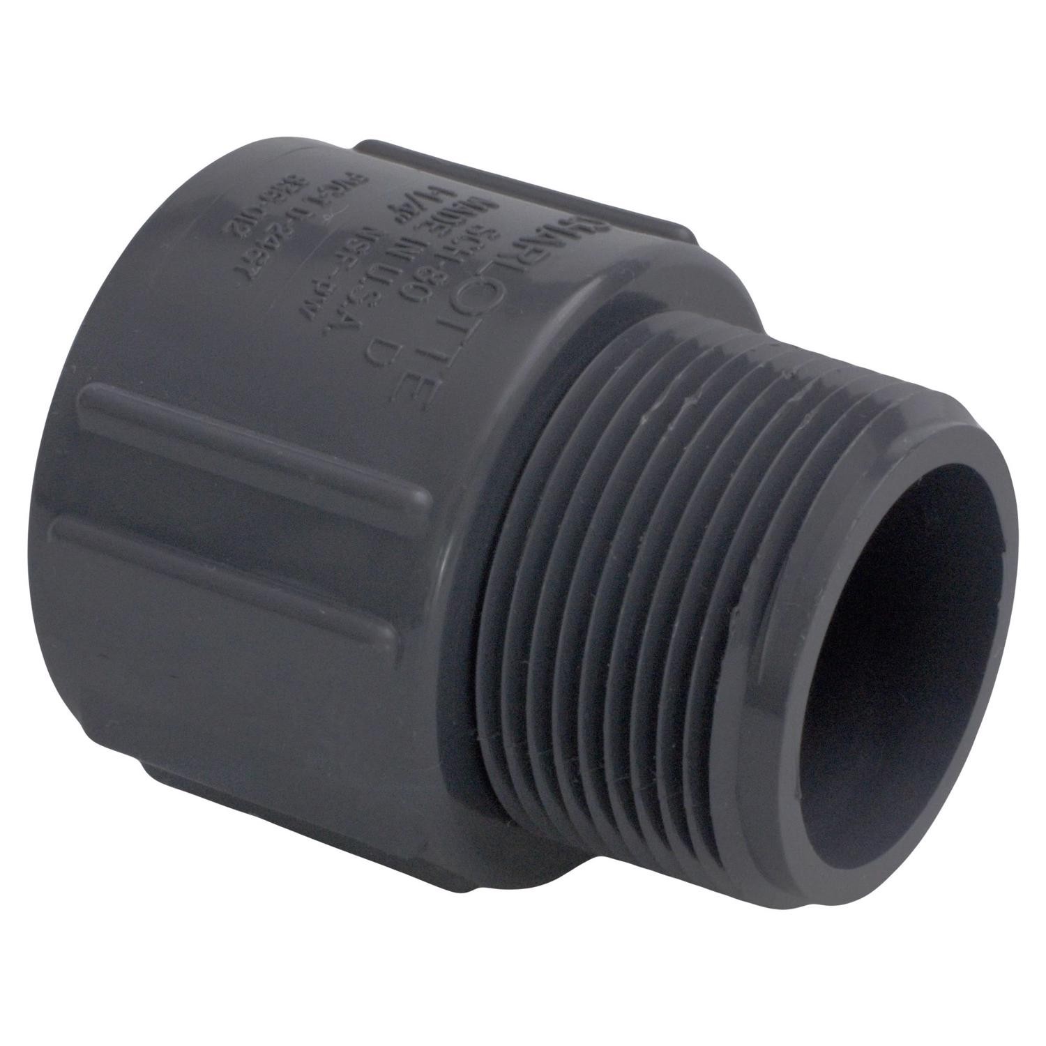 Charlotte Pipe PVC 08109 1200 Sch 80 PVC Adapter 1-1/4 Socketx1-1/4 MPT Dia. in.