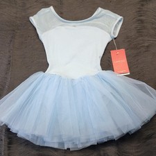 Capezio Keyhole Back Tutu Dress Light Blue Three Layer Skirt Keyhole Back SZ SMC