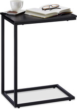 Tavolino a C, Tavolo Laterale Da Divano, Struttura in Acciaio, Pannello Melamini