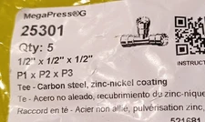 (2) Viega 25301 Viega Megapress Tee, 1/2" X 1/2" X 1/2"