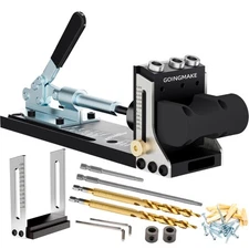 All Metal Pocket Hole Jig Kit with Quick Clamp and Dust Collection Easy Use 3...
