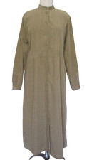 LL Bean Dress 12 Women Button Down Maxi Tan Corduroy Cottagecore Prairie Vintage