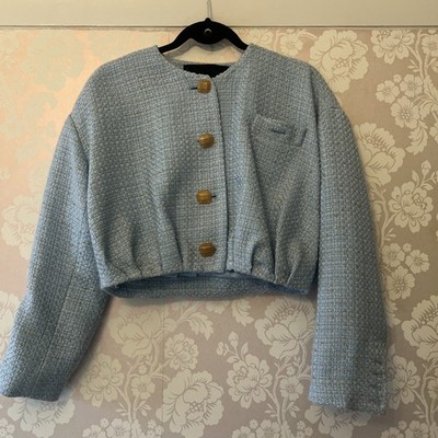 BNWT Massimo Dutti Studio Blue Tweed Pant Suit Small Exclusive Collection