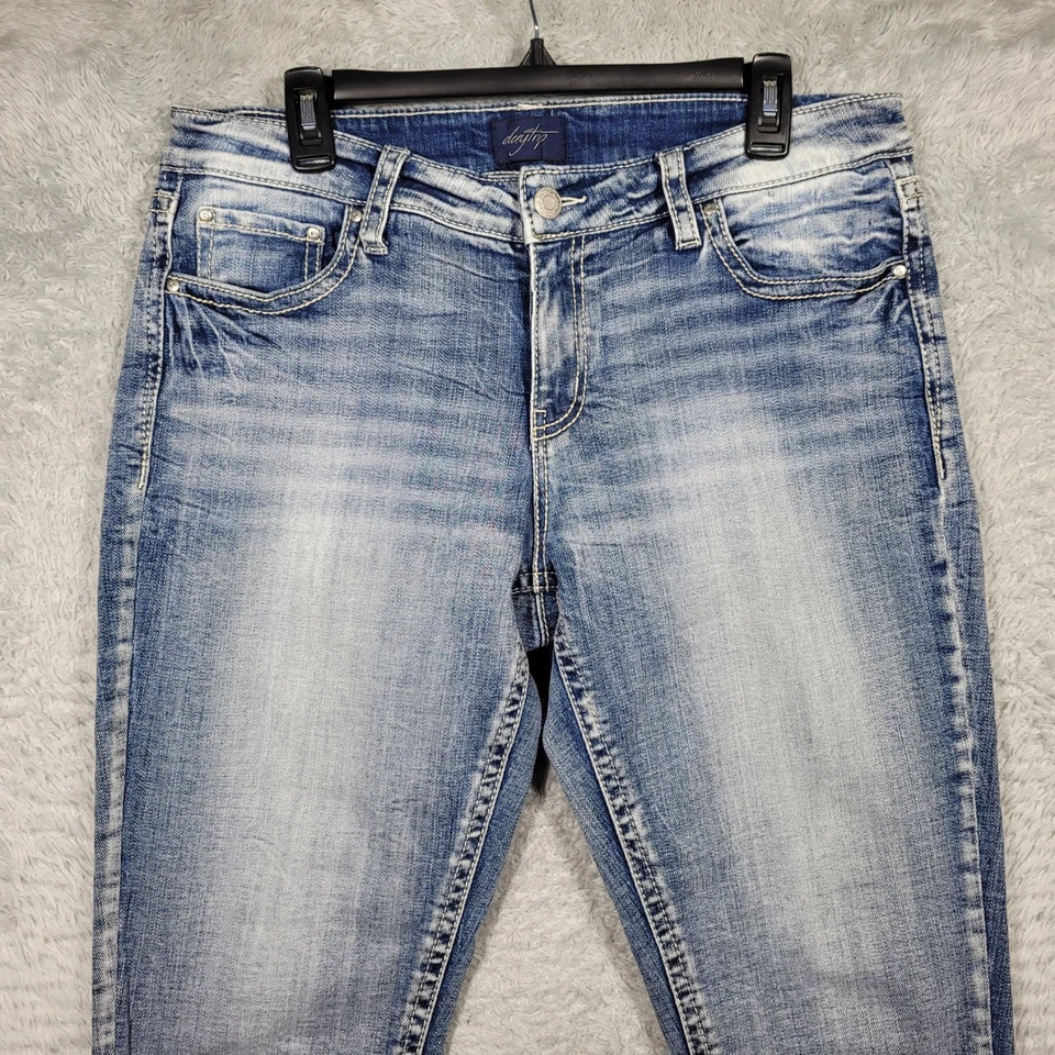 Jeans capri Daytrip VIRGO para mujer 32 azul desgastado denim elástico 34x22 Foto 2 de 4