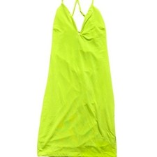 FOREVER 21 Neon Green Ruched Bodycon Mini Dress Size S Spaghetti Strap Y2K NWT