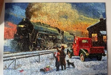 SUNSOUT  JigSaw Puzzle 500 Pieces GOING HOME FOR CHRISTMAS Train Children Gifts