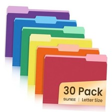File Folders, 30 Pack Manilla Folders 8.5 x 11, Colored File 6 Assorted Colors