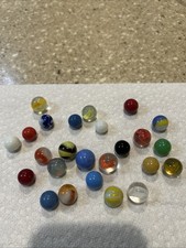 Vintage Marbles Lot of 25 Assorted Sizes Styles Colorful Glass Collectibles USA