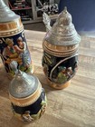 Set Of Five Vintage Ceramic Beer Steins Made In West Germany With Pewter Lids — photo 2