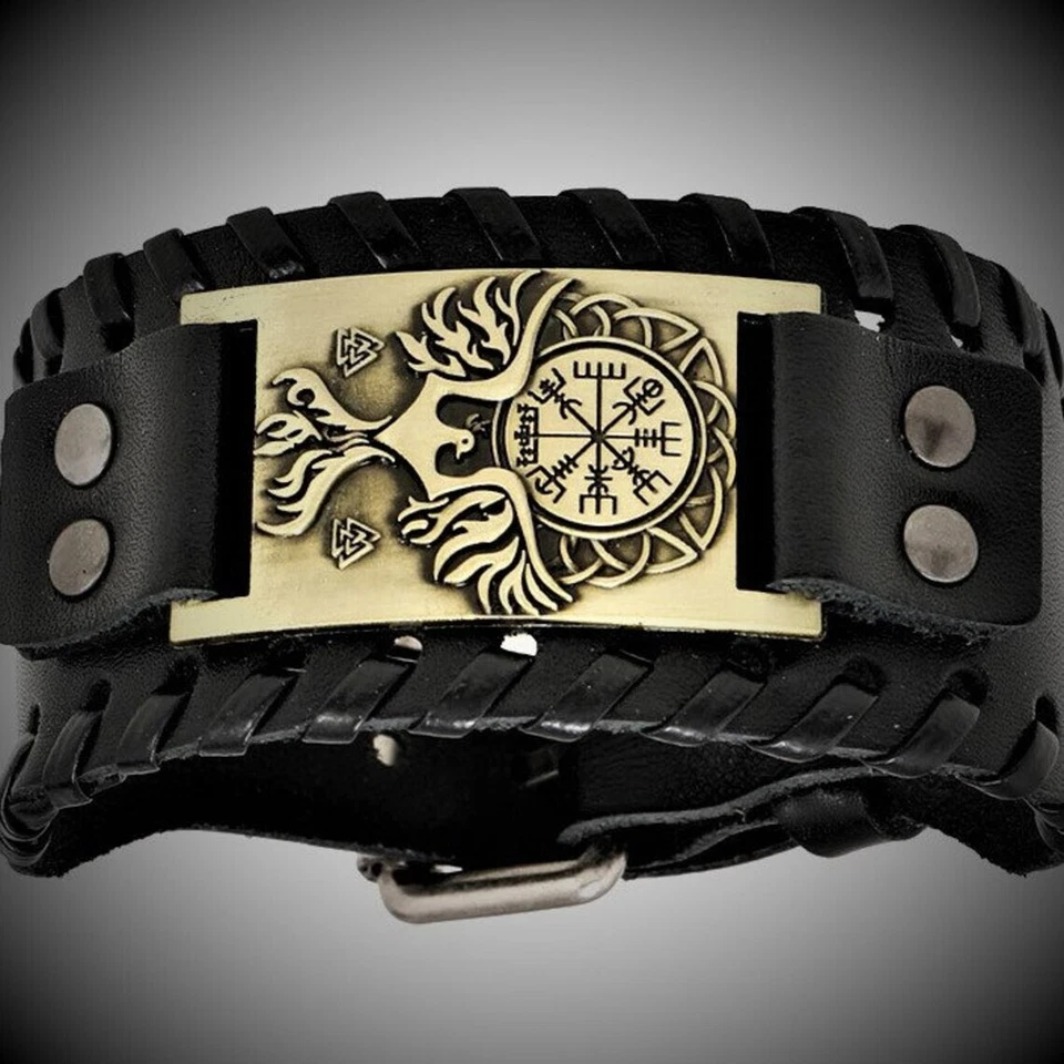 Biker Armband, PU Lederarmband, Adler Armband, Kompass Armband - Bild 2 von 3