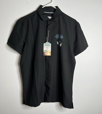 Cabana Four Way Flex Men s Hawaiian Shirt Black  SIZE SMALL