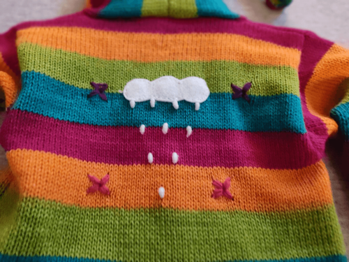PERUVIAN HAND KNIT PATCHWORK HOODED PULLOVER SWEATER NEW - Picture 6 of 13