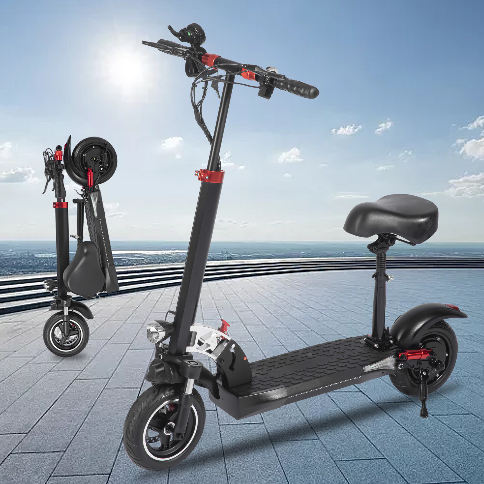 2023 800W 48V 15AH Folding Electric Scooter Adult Road Tires 45-50 Miles 45km/ex