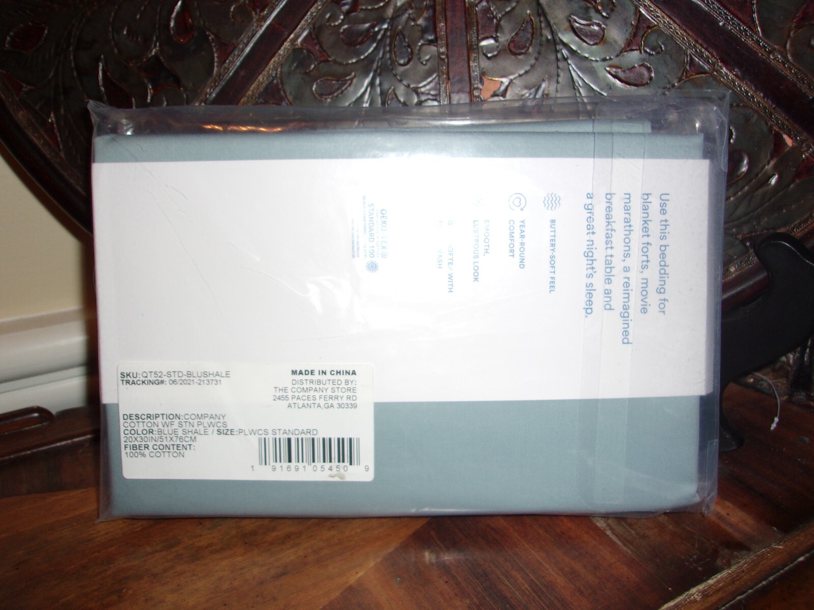 New The Company Store Seamist Green Cotton Percale Standard Pillowcases