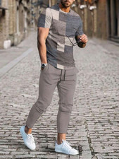Men's Set Summer T-Shirt And Pants Long Waist Casual..