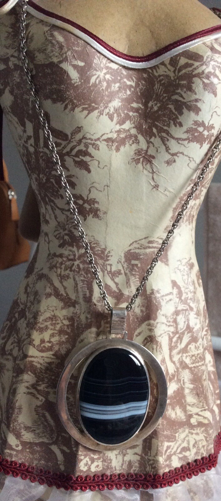 Statement Striped Agate Set In Solid Sterling Sil… - image 1