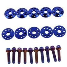 10Pcs Password JDM Blue ALUMINUM Fender Washers Bumper Bolt Engine Dress Up Kit