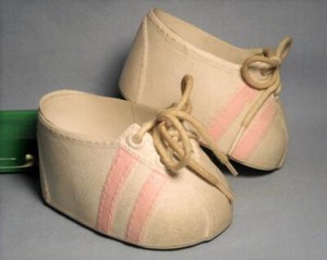 Cabbage Patch Kids Shoes Doll White With Pink Stripes Sneakers Shoes Vintage