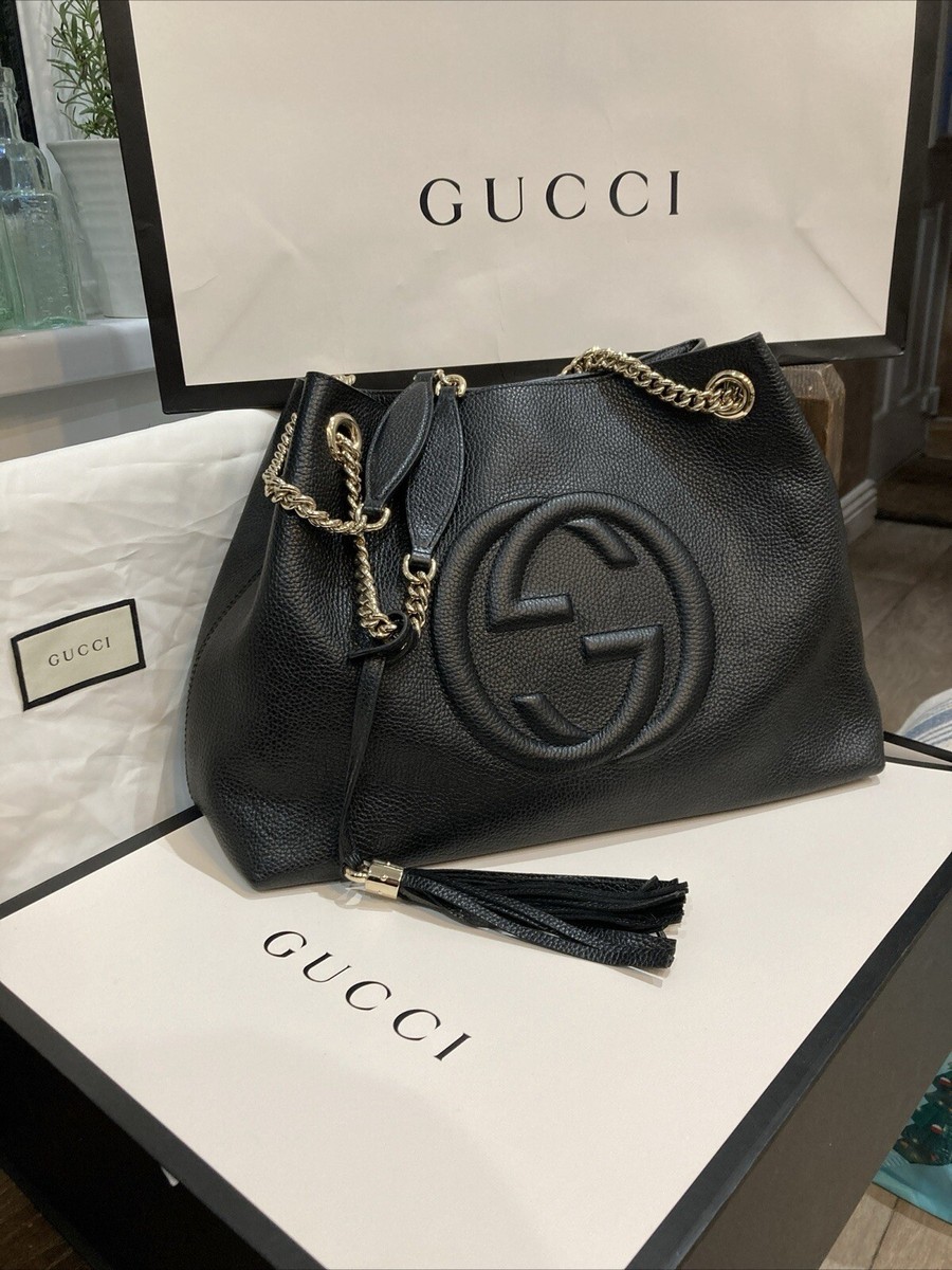 GUCCI FRINGE TASSEL LEATHER SHOULDER BAG