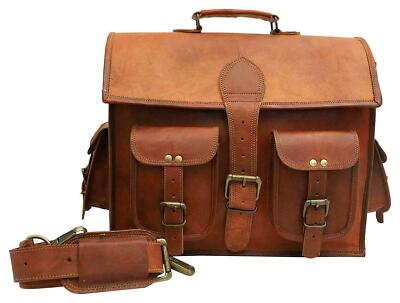 Vintage Leather Men's Handmade Brown Laptop Shoulder Satchel Messenger New Bag