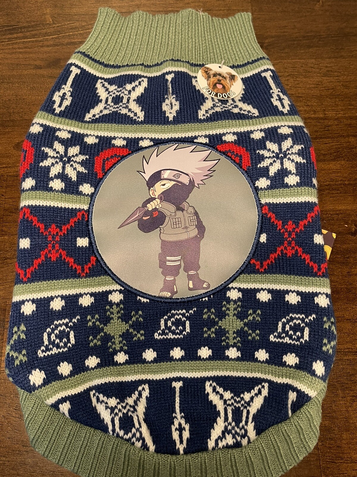 NEW NWT Naruto Shippuden KAKASHI Holiday Dog Sweater MEDIUM Green u0026amp;  Blue | eBay