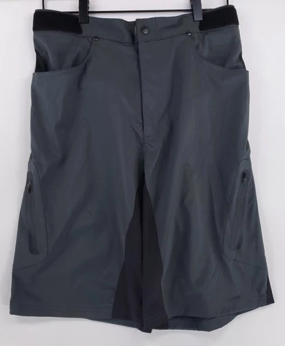 Zoic Cycling Ether Shorts Gray Cargo Elastic Adjustable Waist Mens L