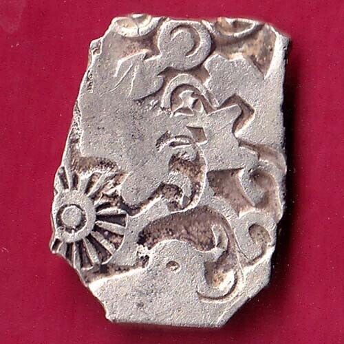 ANCIENT MAURYAN PERIOD MAGADHA DYNASTY SILVER PUNCHMARK COIN #J3