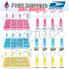 Stud Eyelet Heat Shrink Ring Terminal Crimp Connector #10 1/4" 3/8" 5/16" US