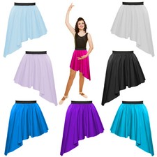 Women's DANCE Skirt ADULT Mid Length Asymmetrical Stretch LYRICAL SLOW Dance UK