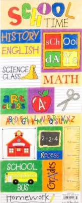 School Bus Math Science History English Scrapbook Cardstock Stickers ...